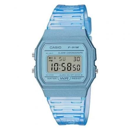 Relógio digital casio collection women f-91ws-2ef/ 38mm/ azu