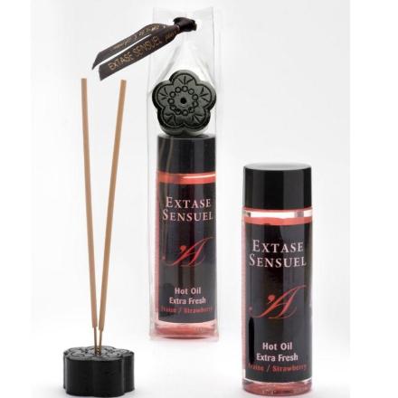 Extase sensual - óleo de massagem com efeito morango extra f