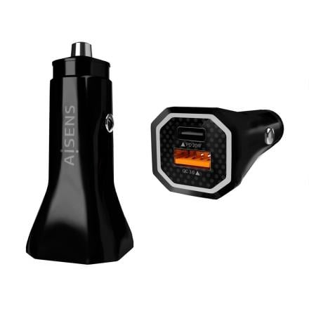 Carregador de coche 38w 20w1xusb-c pd3.0 18w1xusb-a preto ai