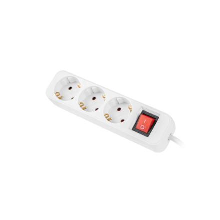 Regleta lanberg 3 tomas schuko con protecion blanca 1.5m