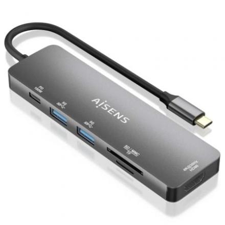 Base de ligação usb tipo-c aisens asuc-6p016-gr/ 1xhdmi/ 2xu