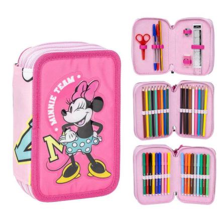 Estojo triplo para lápis disney minnie