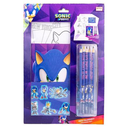 Conjunto de artigos de papelaria sonic prime para colorir