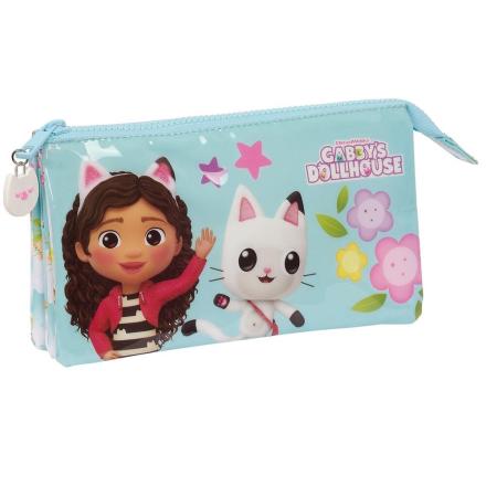 Estojo triplo para lápis gabbys dollhouse