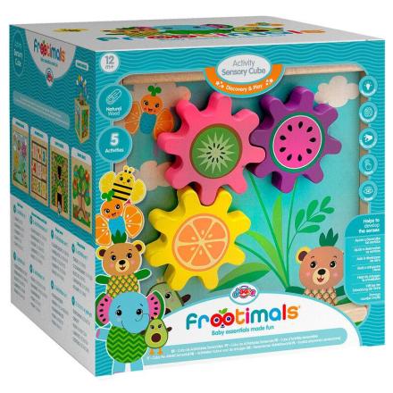 Cubo sensorial de actividades em madeira frootimals