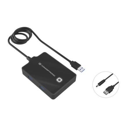 Conceptronic hub usb3.0 4 port usb3.0 c/ cabo 90cm black+ ca