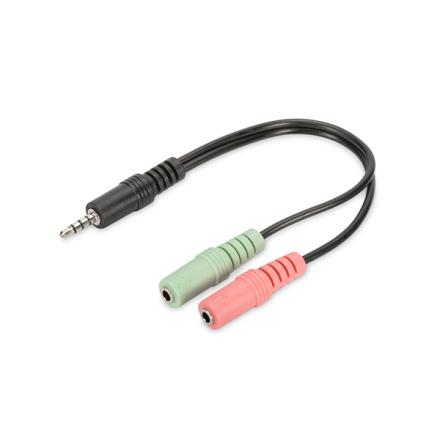 Cabo digitus audio stereo 3.5mm adaptador m/f/f 0.2mt preto