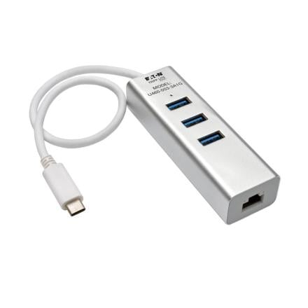 Eaton tripplite 3-port usb-c hub with lan port, usb-c to 3x