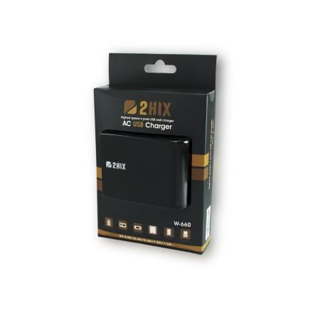 Carregador parede 2hix 4*usb (2*2.4a+2*1.0a) preto