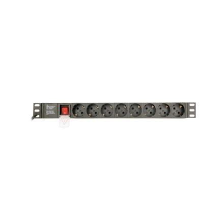 Regua tomadas de alimentação pdu 8*schucko 1u 16a c14 3 metr