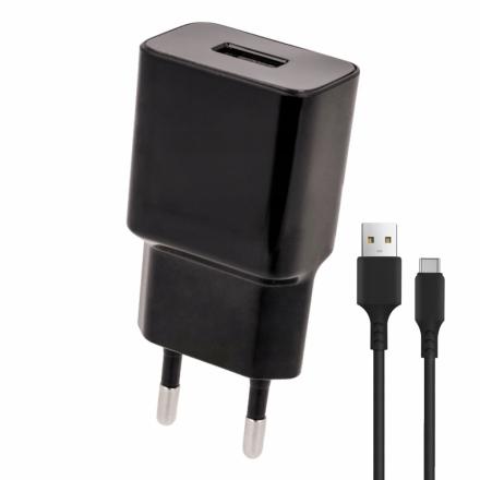 Alimentador comutado 1 usb 5v 2.4a c/ cabo usb-c preto
