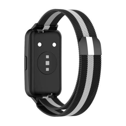 Pulseira huawei band 7 milanesa magnética racing preto e bra