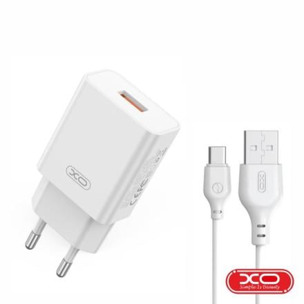 Alimentador usb-a 5v qc 18w c/ cabo usb-a p/ usb-c xo