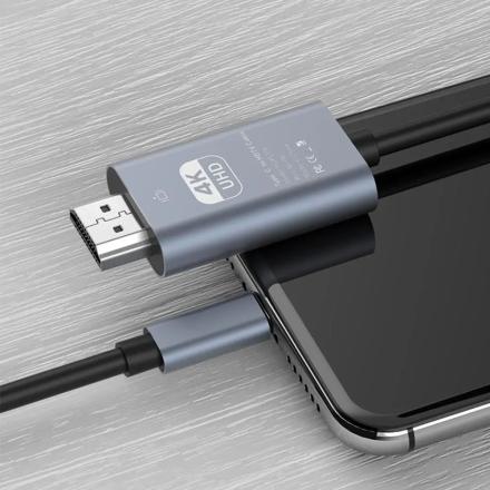 Cabo hdmi macho / usb-c macho preto 4k 1.8m prok
