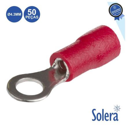 Terminal redondo isolado 5.3mm 50x vermelho solera